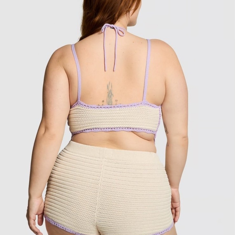 NEW PINK Cream and Purple Knit Shorts XXL sexy boho